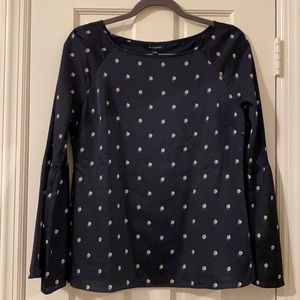 Banana Republic Navy Blouse Bell Sleeves Size S